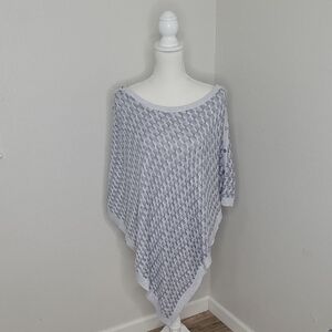 White House Black Market Gray Silver Knit Poncho